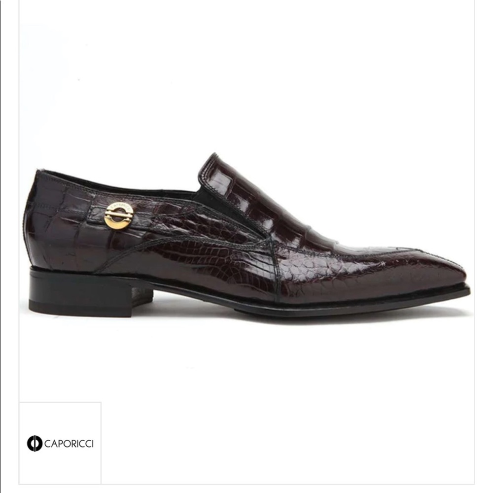 Caporicci 203 Alligator Split Toe Loafers Burgundy